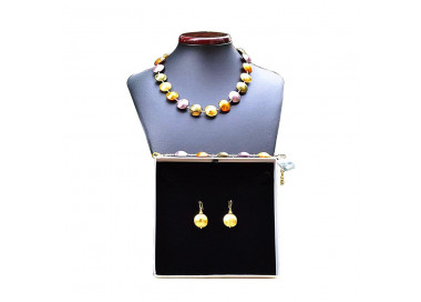 Conjunto oro y parma de joyas genuino cristal de murano de venecia