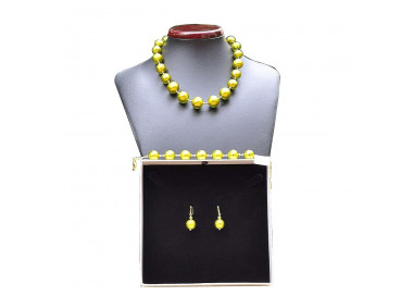 Green anise murano glass jewelry setjewelry set in real murano glass venice