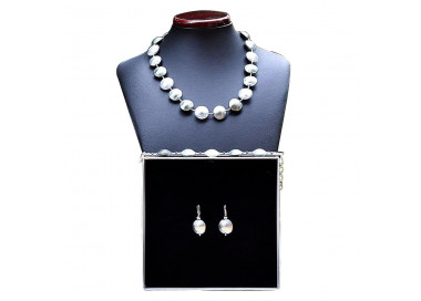 Silver  murano glass set real jewelry set in murano glass venice