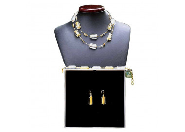 Conjunto de verdadero murano oro cristal de murano collar largo venecia