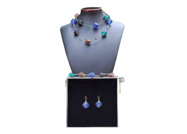 Blue murano glass  jewelry set in real murano glass