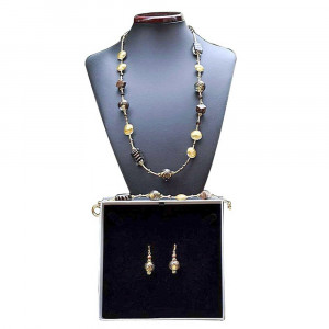 Gold murano glass jewelry set in real glass murano venice