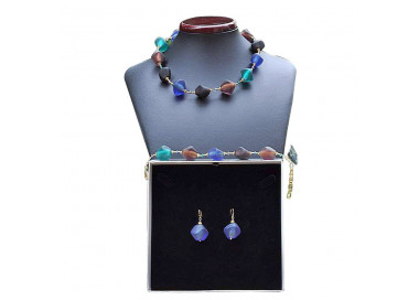 Blue murano glass jewelry set of blue genuine murano glass