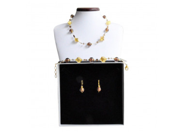 Conjunto de joyería genuina cristal de murano chocolate venecia