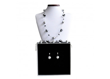 Conjunto de joyería de cristal de murano perla cubo negro de venecia