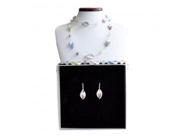 Silver murano glass jewelry set genuine murano glass