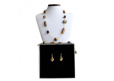 Gold murano glass jewelry set in real murano glass venice