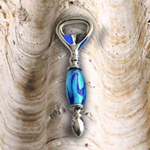 Blue bottle opener murano glass