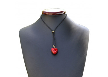 Red heart murano pendant necklace genuine murano glass uni