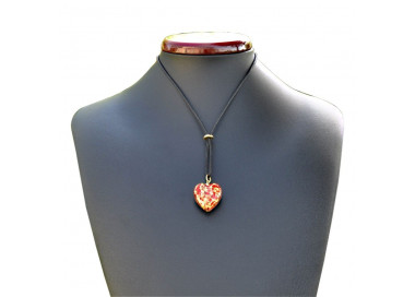 Red and gold heart murano glass pendant necklace genuine murano glass venice