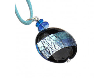 Pendentif gris bleu en verre de murano de venise, horizon