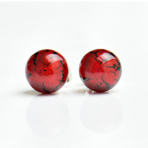 Aretes murano de cristal rojo en verdadero murano de venecia