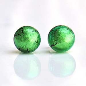 Aretes murano verde en verdadero cristal de murano veneciano